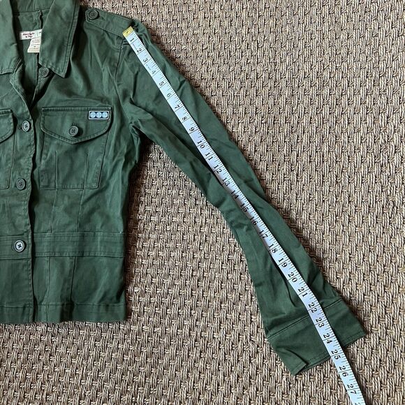 Abercrombie & Fitch Army Green Utility Jacket Patch Pockets Arm Patches Sz M - Picture 7 of 7